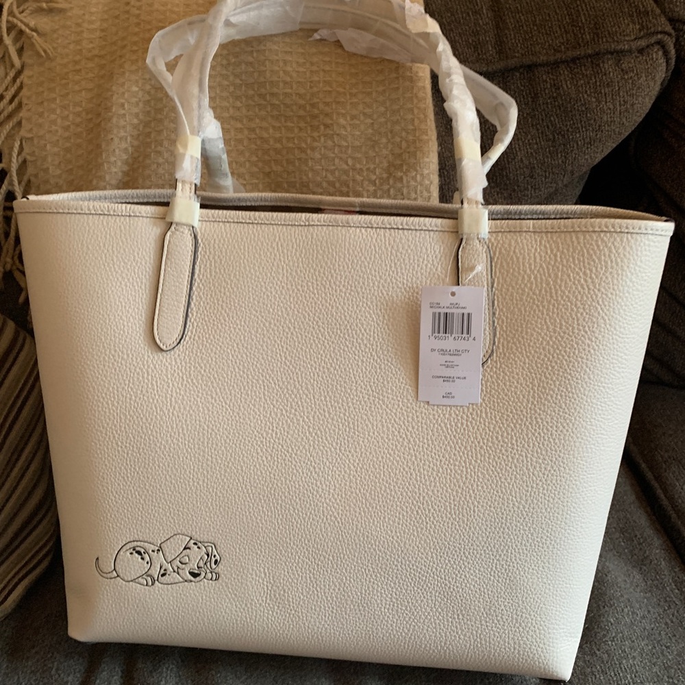 RARE🔥Authentic COACH leather/signature coated canvas Cruella snap magnet tote - Picture 3 of 11